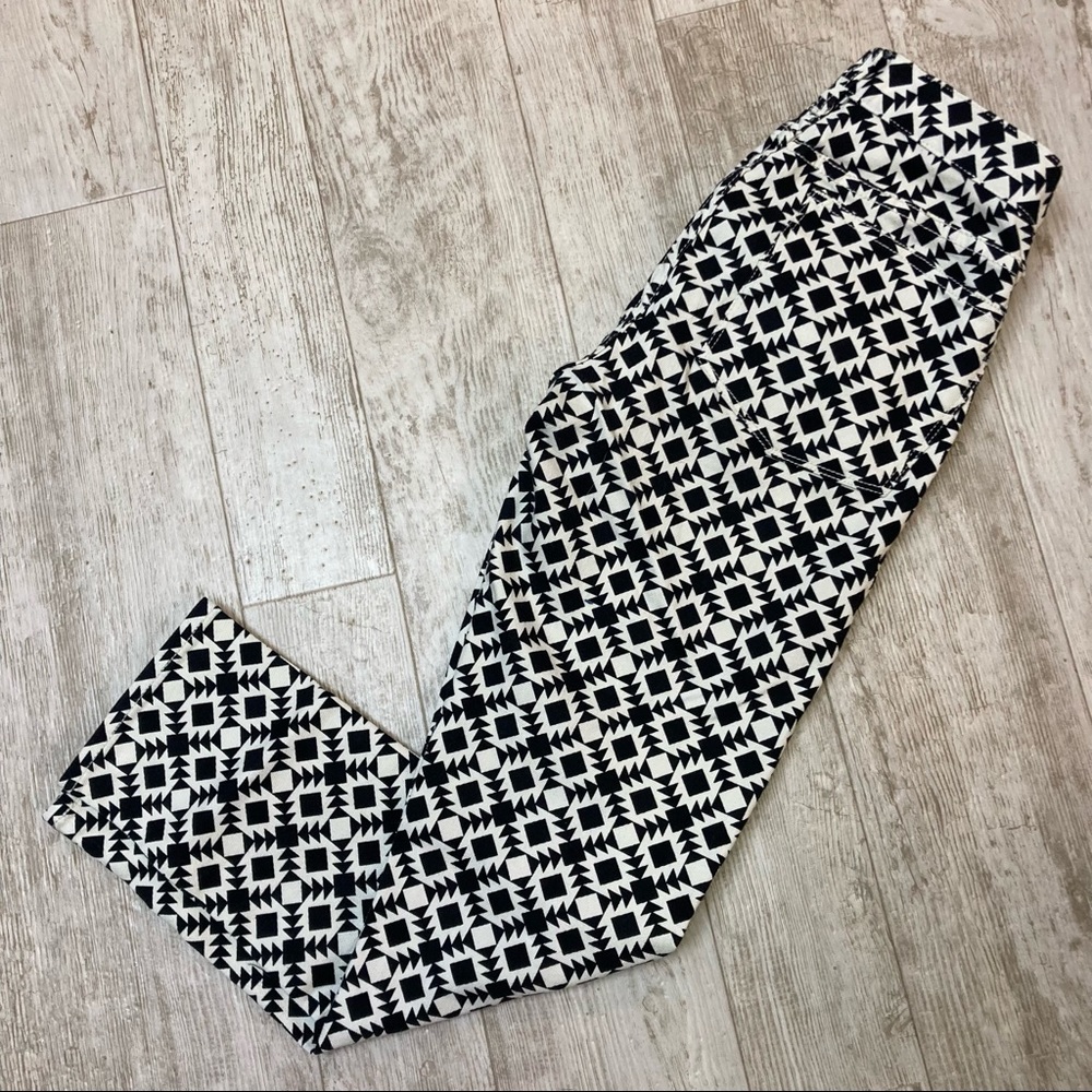 J. Crew Black and Cream Print Jeans 27